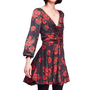 FREE PEOPLE Morning light Poppy spot mini dress red size 8